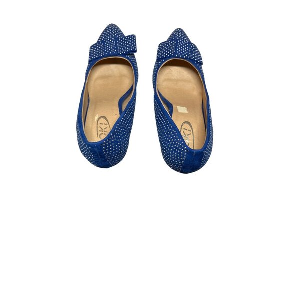 Yoki Heels Mayra Blue Silver Beading All Over Flat Bow Size 7 - Picture 10 of 12